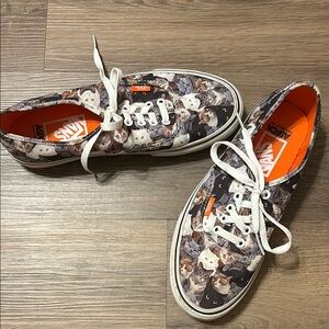 Vans Cat Print Sneakers with Orange Accents